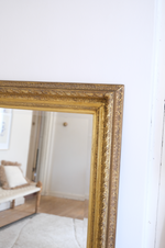 Load image into Gallery viewer, Antique bevelled mirror with wooden detailed frame
