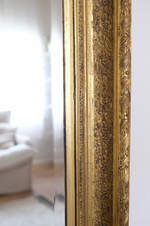 Load image into Gallery viewer, Antique bevelled mirror with wooden detailed frame
