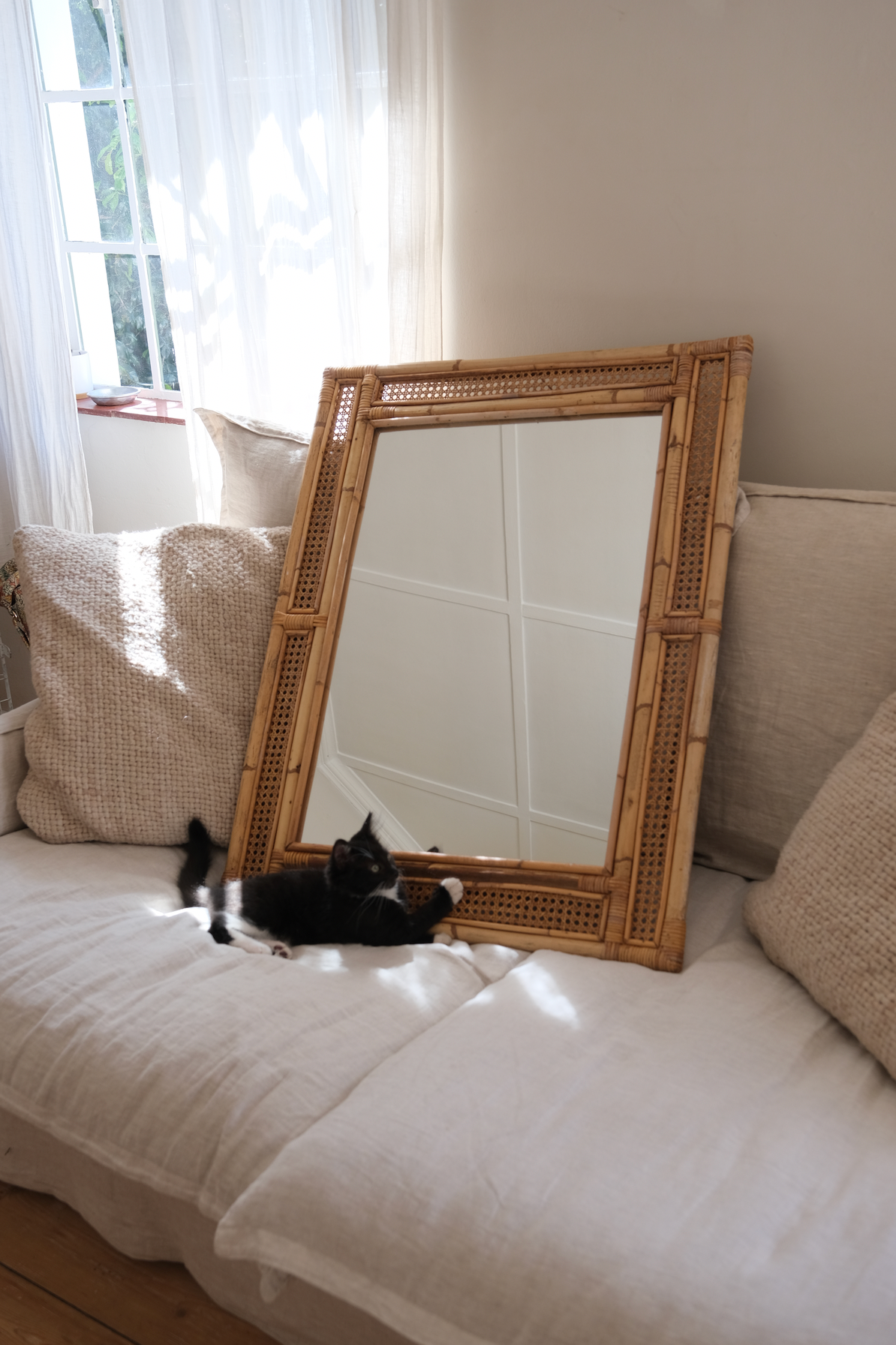 Large cane mirror