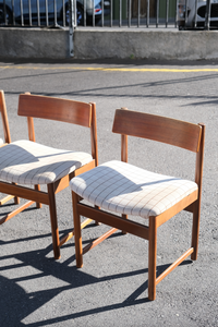 A set of 6 Danish style chairs with checkered velvet upholstery