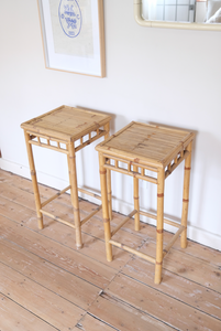 Pair of bamboo side tables