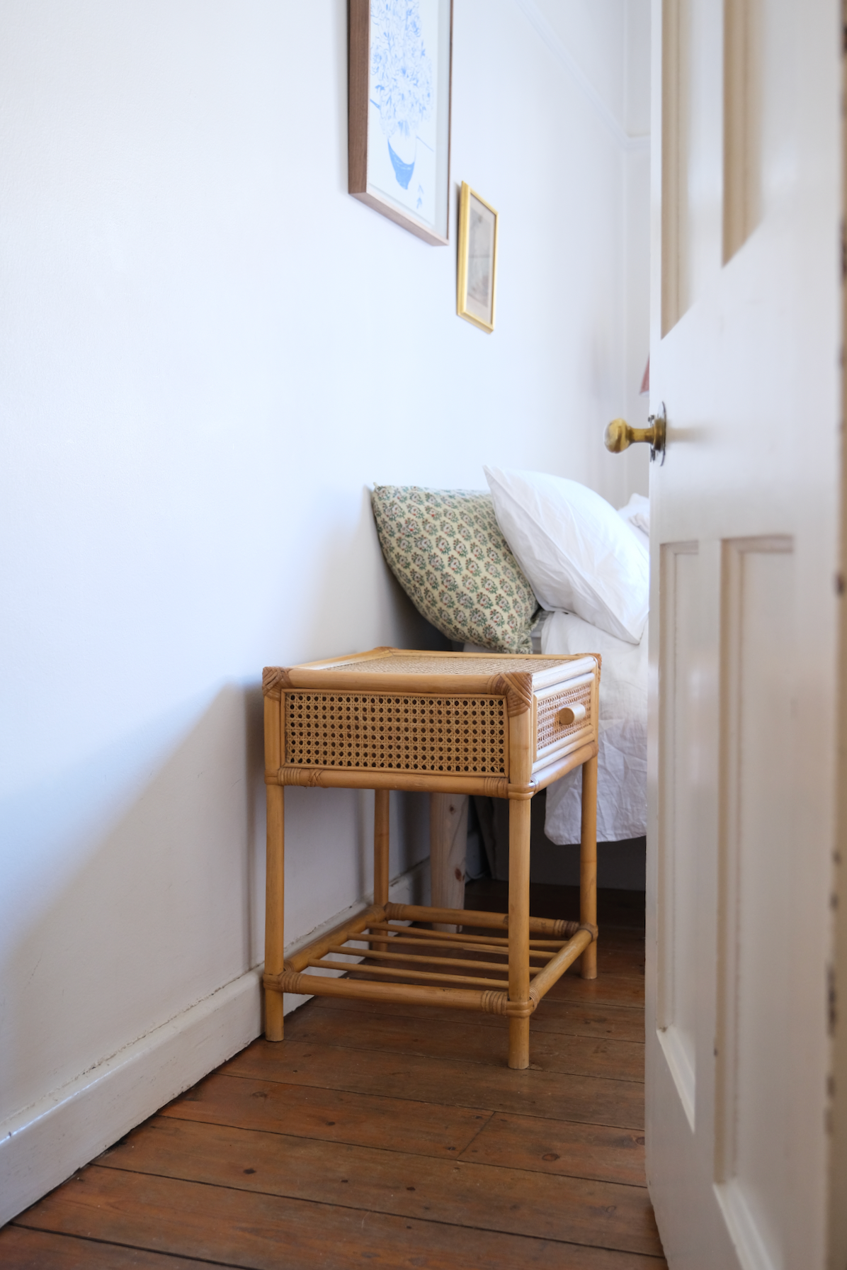 Pair of cane bed side tables