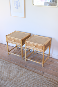 Pair of cane bed side tables