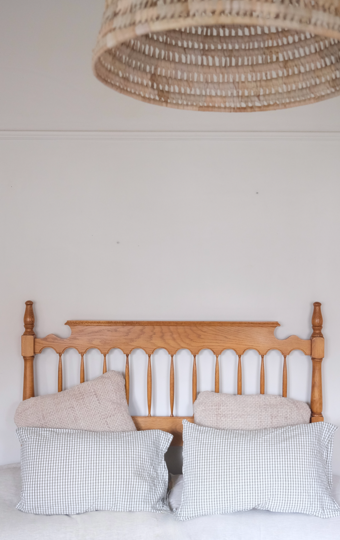 Oak wood queen size headboard