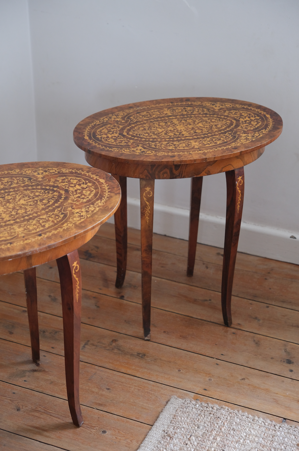 A pair of Antique side tables with french style legs