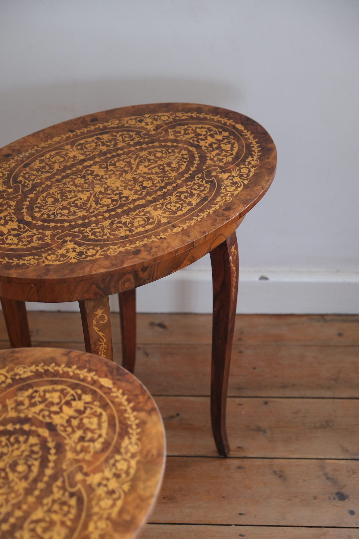 A pair of Antique side tables with french style legs