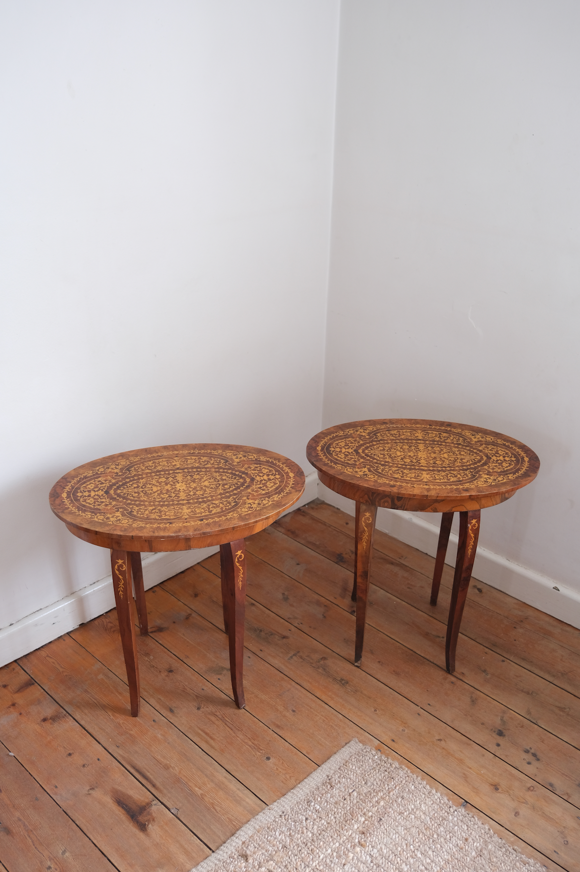 A pair of Antique side tables with french style legs