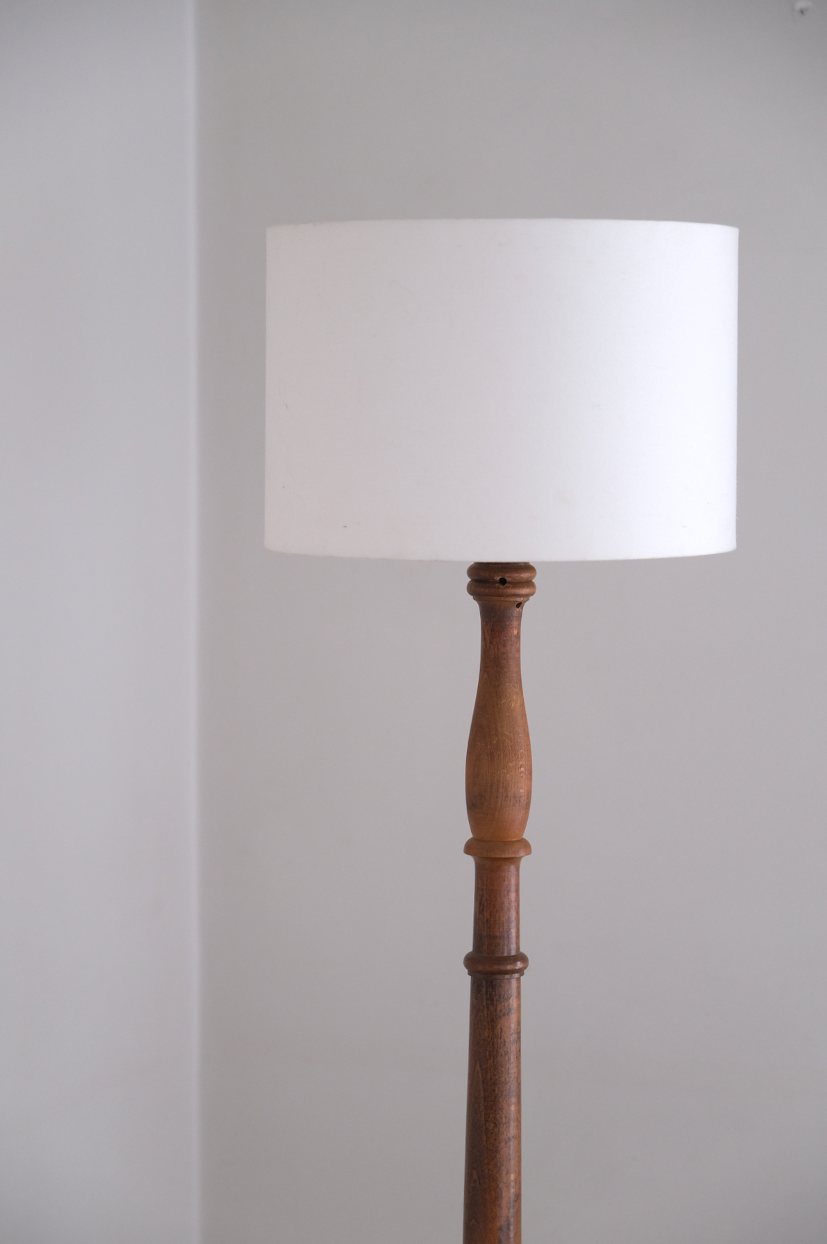 Tall standing wooden lamp