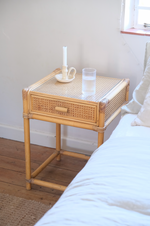 Load image into Gallery viewer, Cane bed side table with drawer
