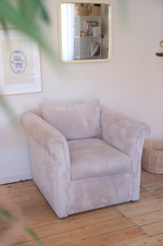 Load image into Gallery viewer, Cream velvet corduroy cuddle chair
