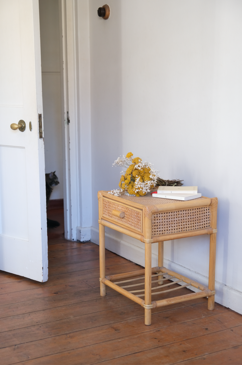 Cane bedside table