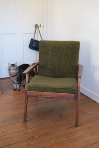 Mid-Century Modern green olive armchair