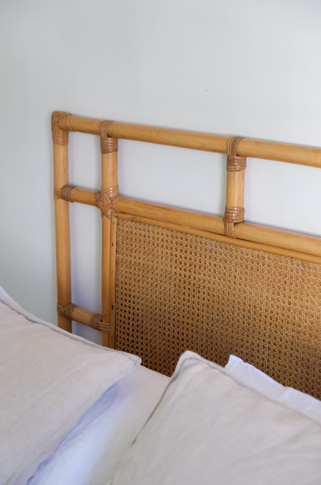 Cane and rattan headboard for double bed