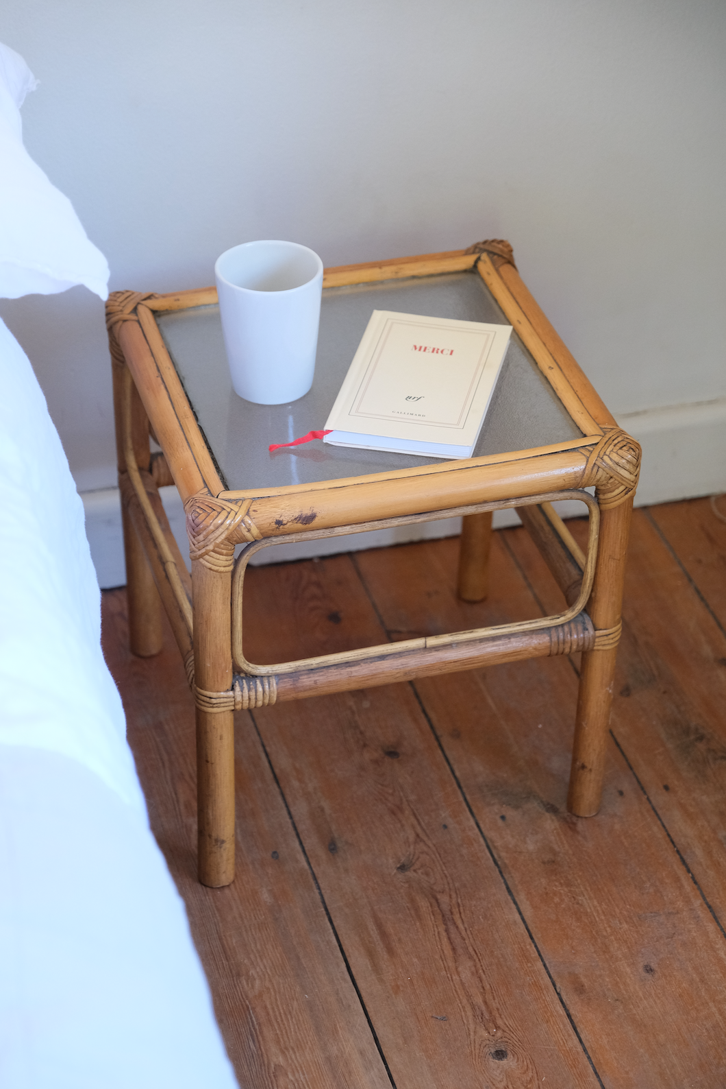 Cane square side table