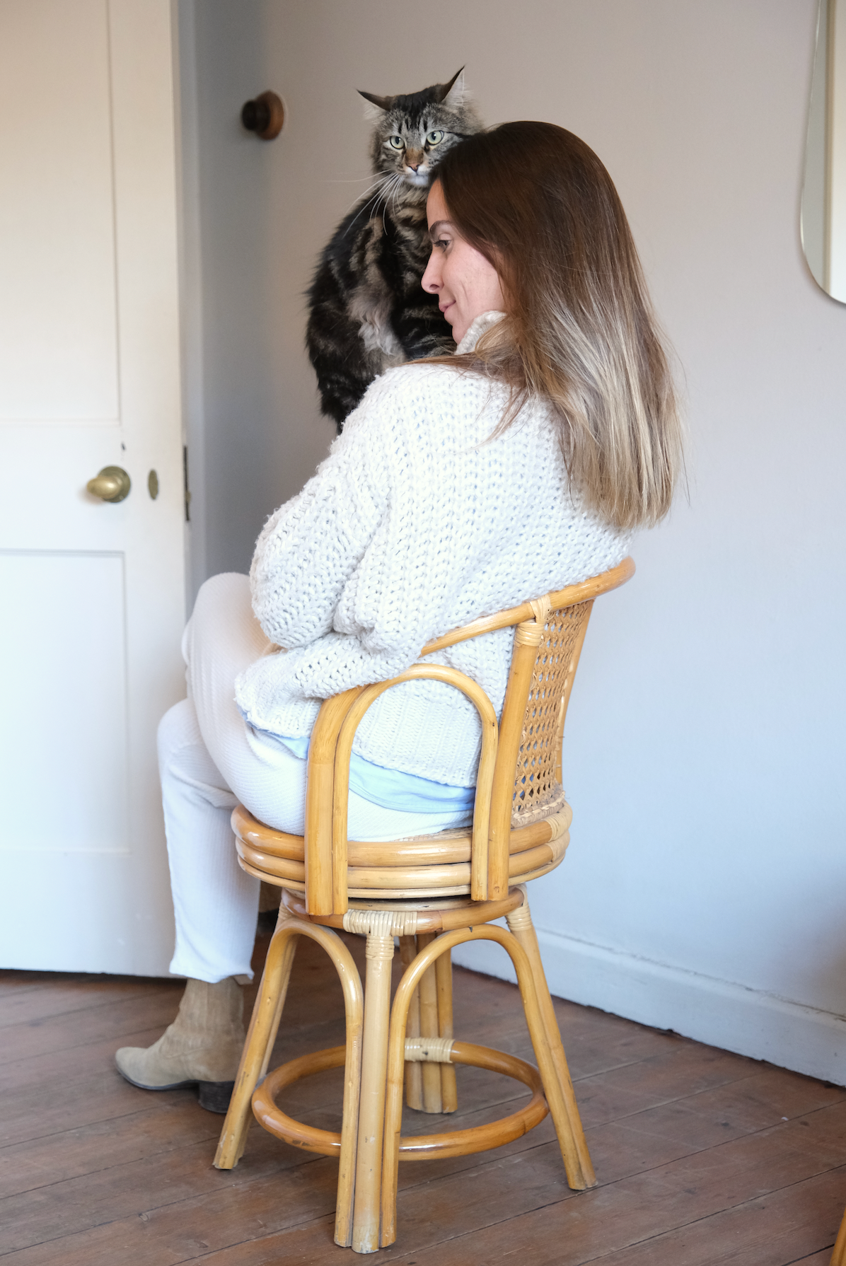 Pair of swivel cane chairs