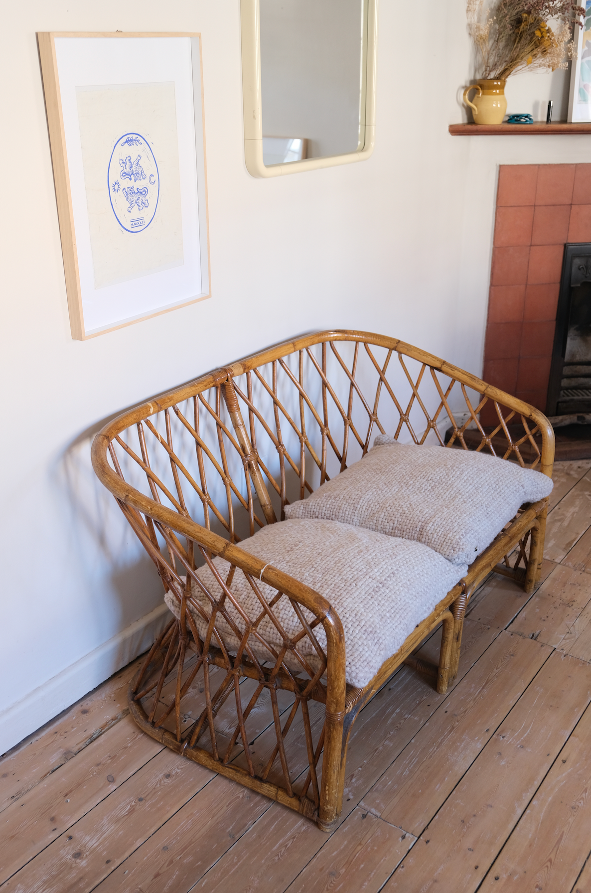 1960's vintage cane sofa