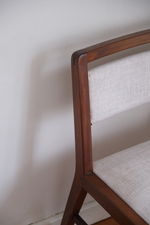 Load image into Gallery viewer, Mid-Century-Modern chair with light grey linen fabric
